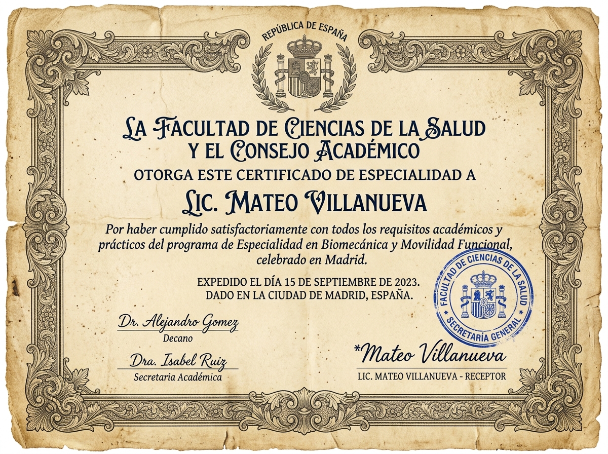 Certificado de Especialidad en Biomecánica y Movilidad Funcional