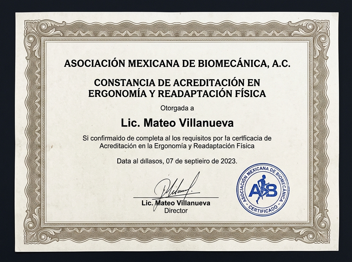 Constancia de Acreditación en Ergonomía y Readaptación Física